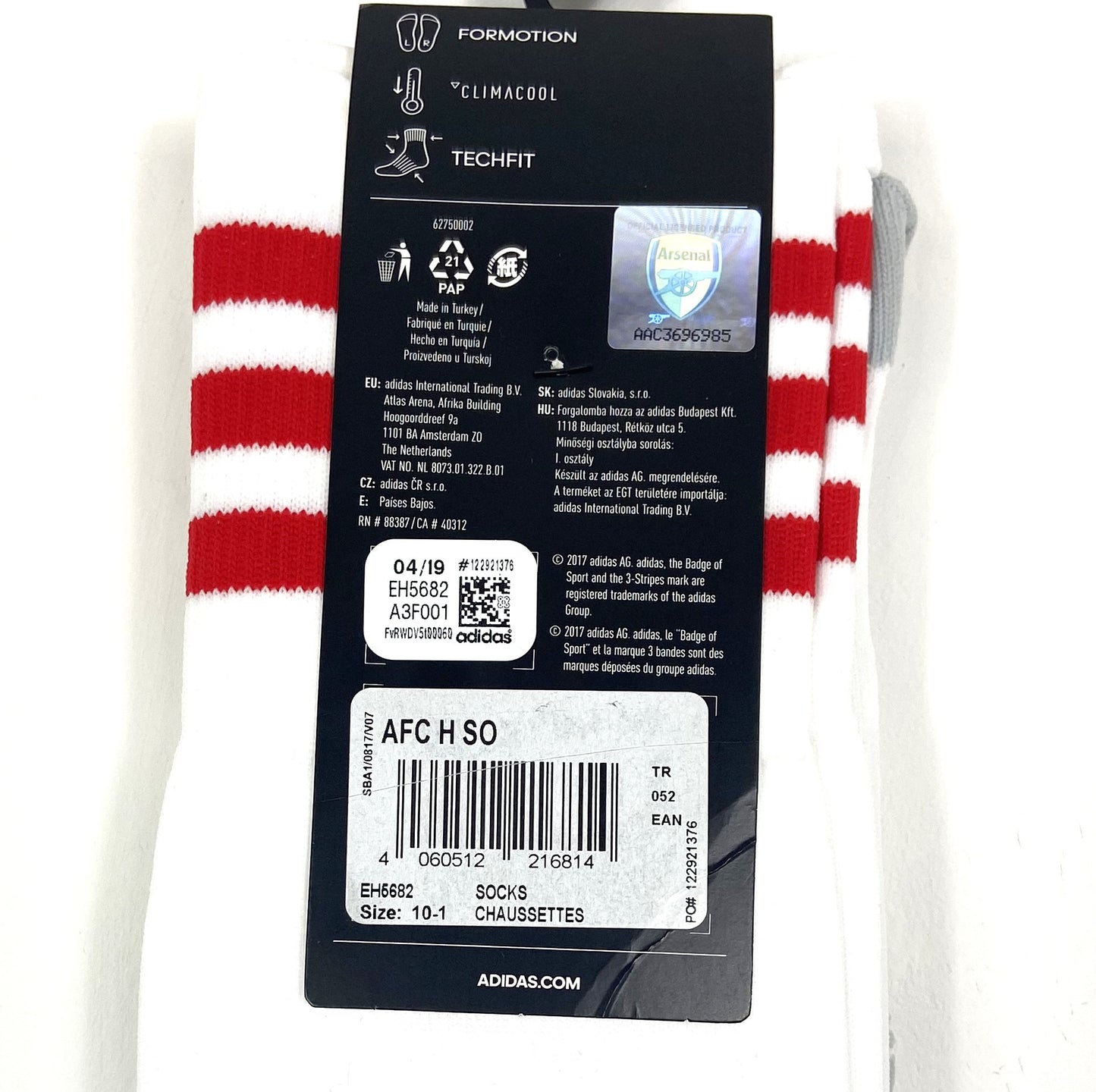 BNWT 2019 2020 Arsenal Adidas Home Football Socks UK 13½K-2