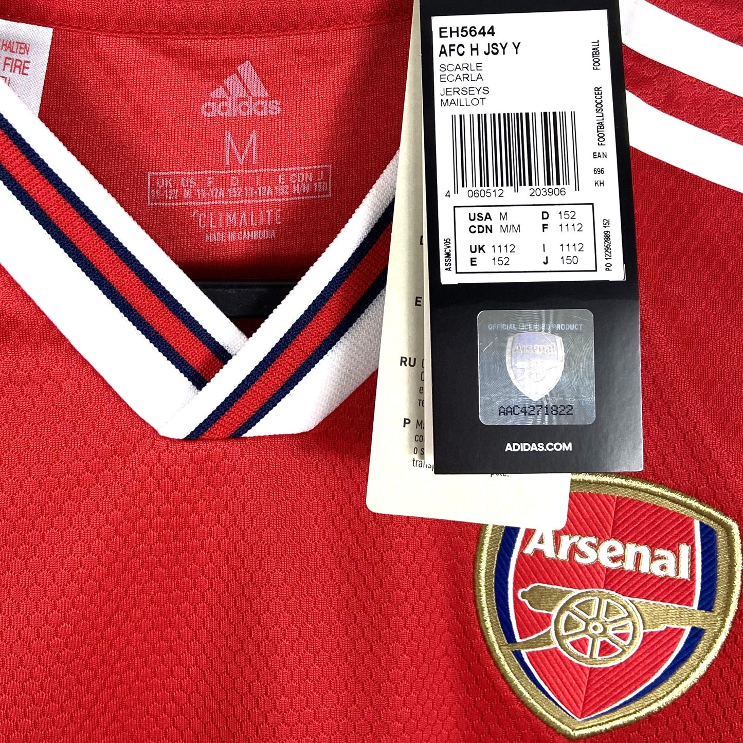 BNWT 2019 2020 Arsenal Adidas Home Football Shirt Kids 11-12 Years
