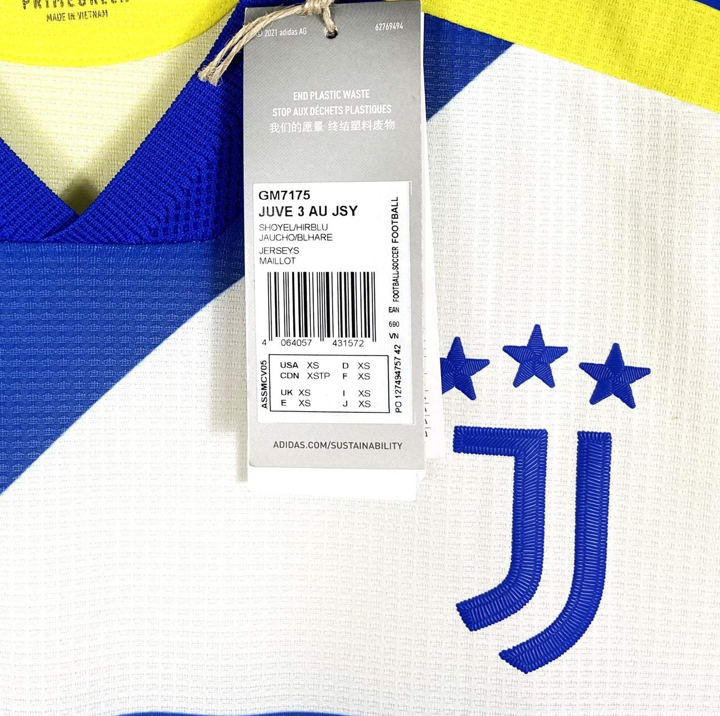 BNWT 2021 2022 Juventus Adidas Third Player Issue Football Shirt Men's XS