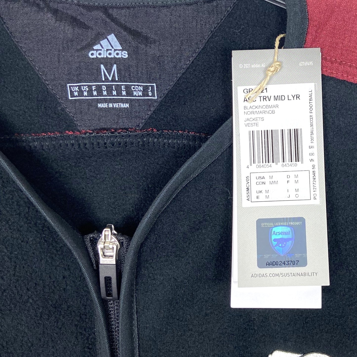 BNWT 2021 2022 Arsenal Adidas Travel Midlayer Football Top Men's Sizes