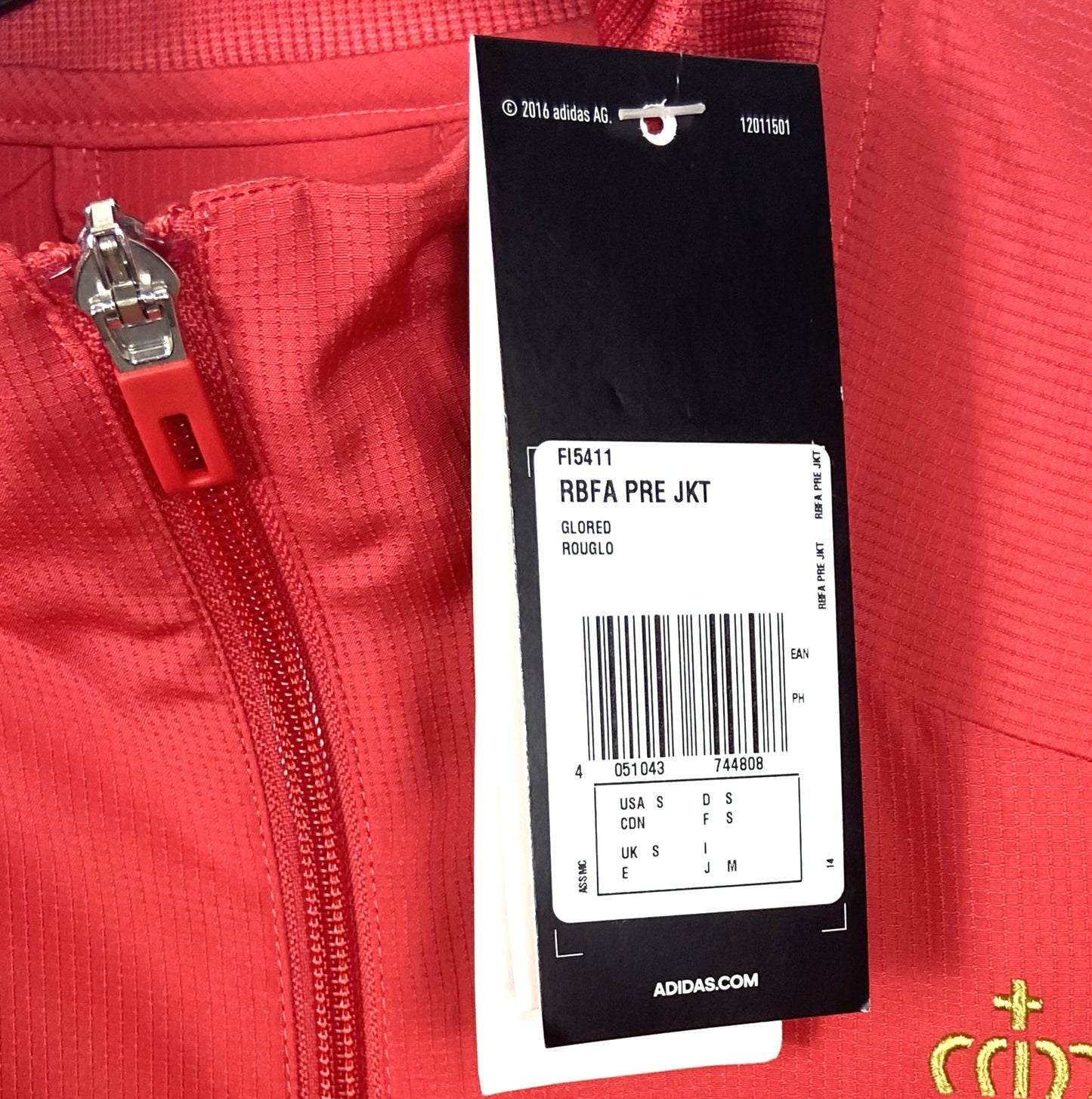 BNWT 2019 2020 Belgium Adidas Pre Match Football Jacket Men's Small