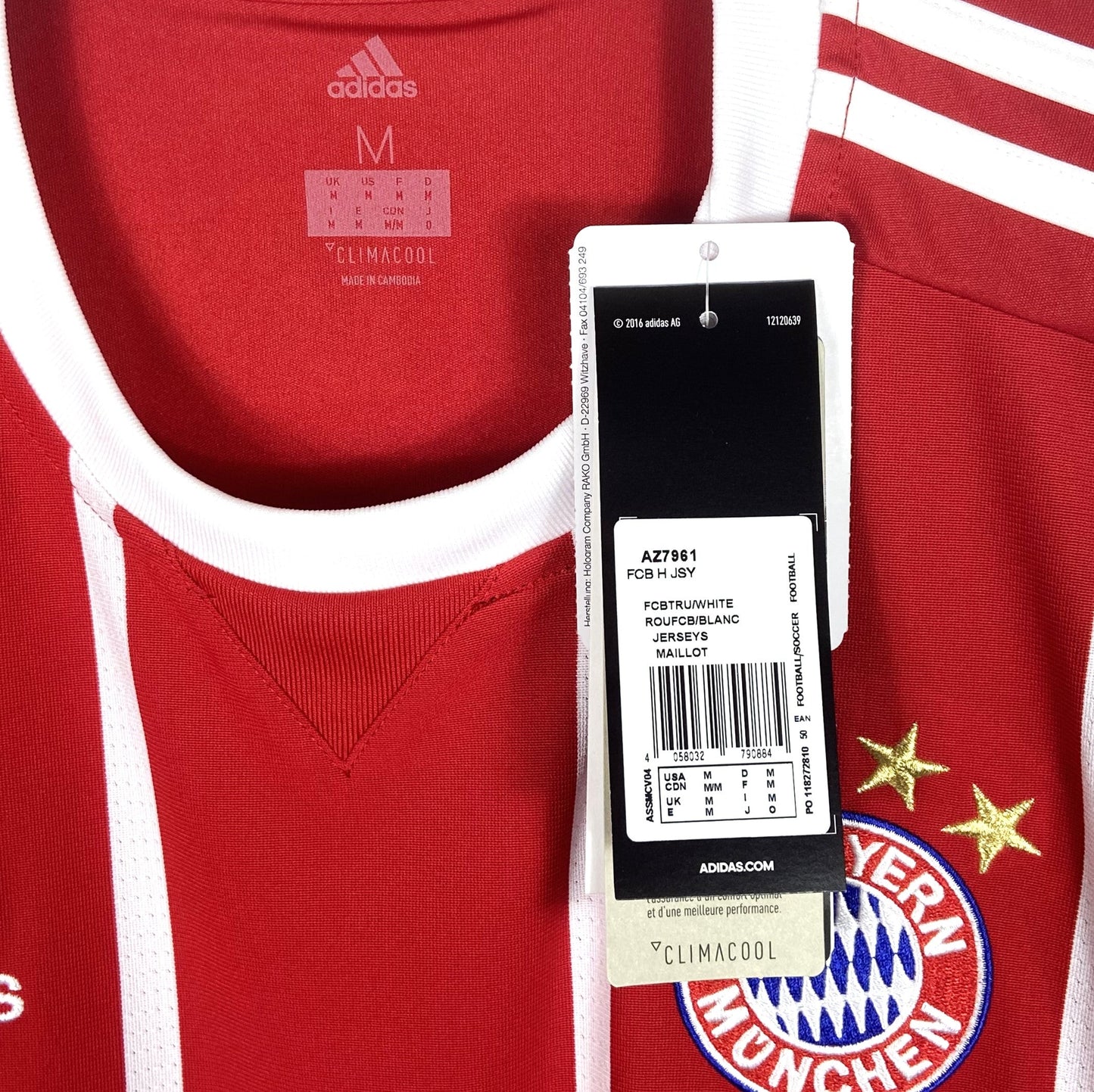 BNWT 2017 2018 Bayern Munich Adidas Home Football Shirt THIAGO 6 Men's Medium