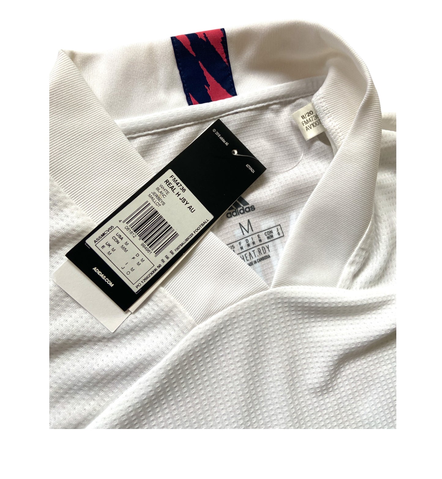 BNWT 2020 2021 Real Madrid Adidas Home Player Issue Football Shirt VINI JR 20 Men's Medium