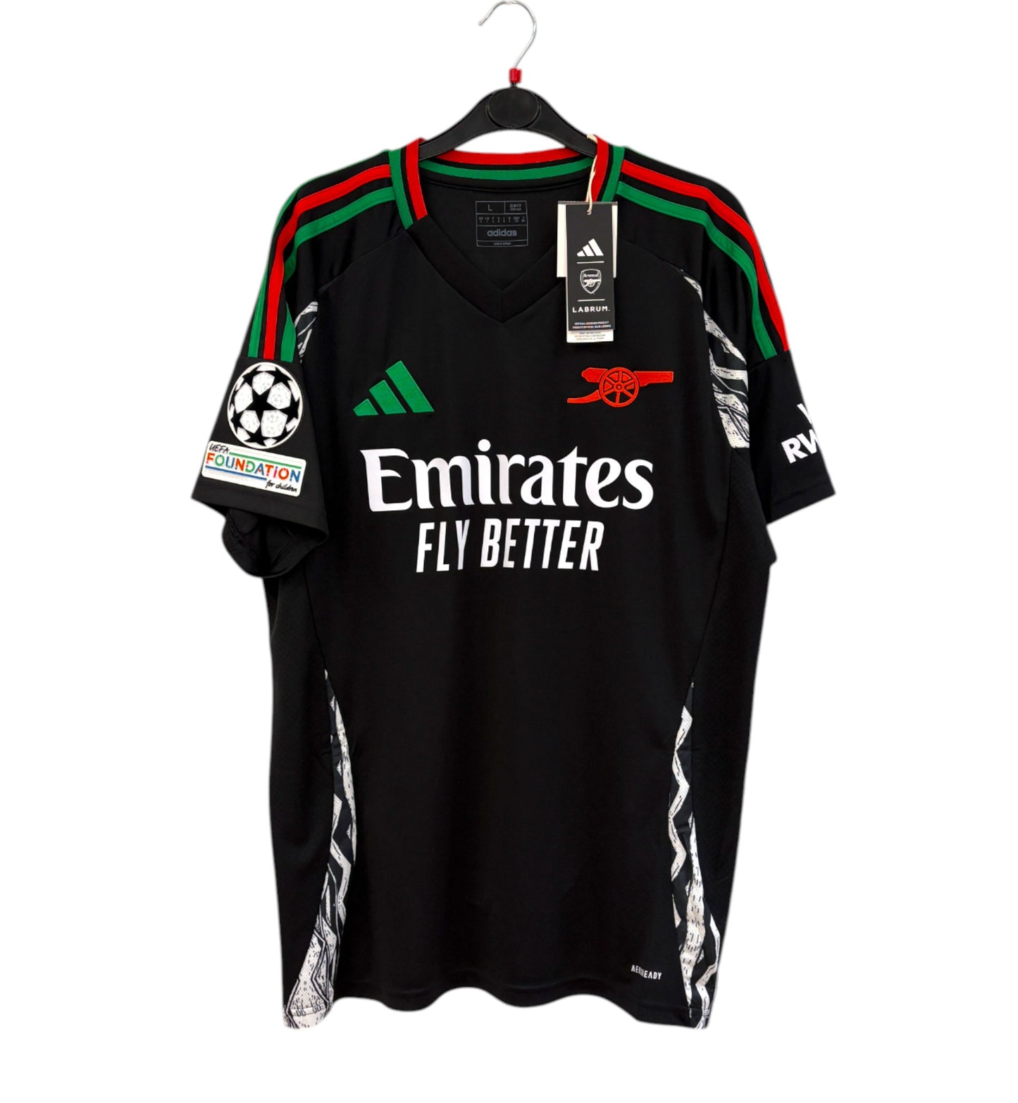 BNWT 2024 2025 Arsenal Adidas Away UCL Football Shirt SAKA 7 Men's Large