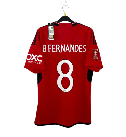 BNWT 2023 2024 Manchester United Adidas Home FA CUP Shirt B. FERNANDEZ 8 Men's Medium