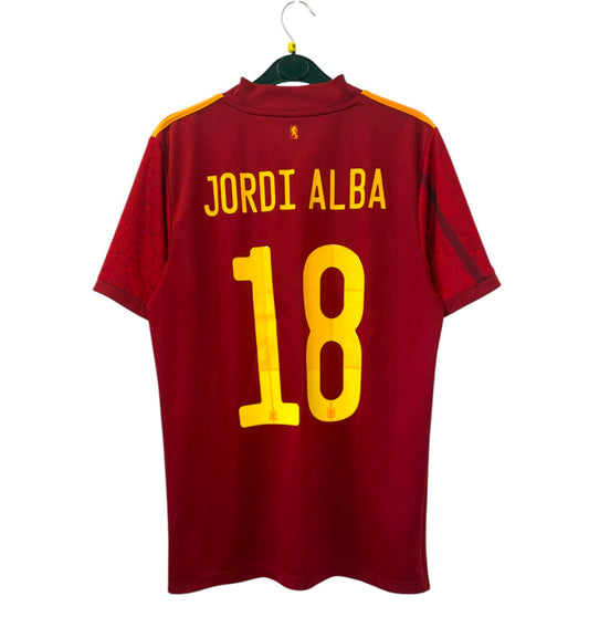 2020 2021 Spain Adidas Home Football Shirt JORDI ALBA 18 Men's Medium