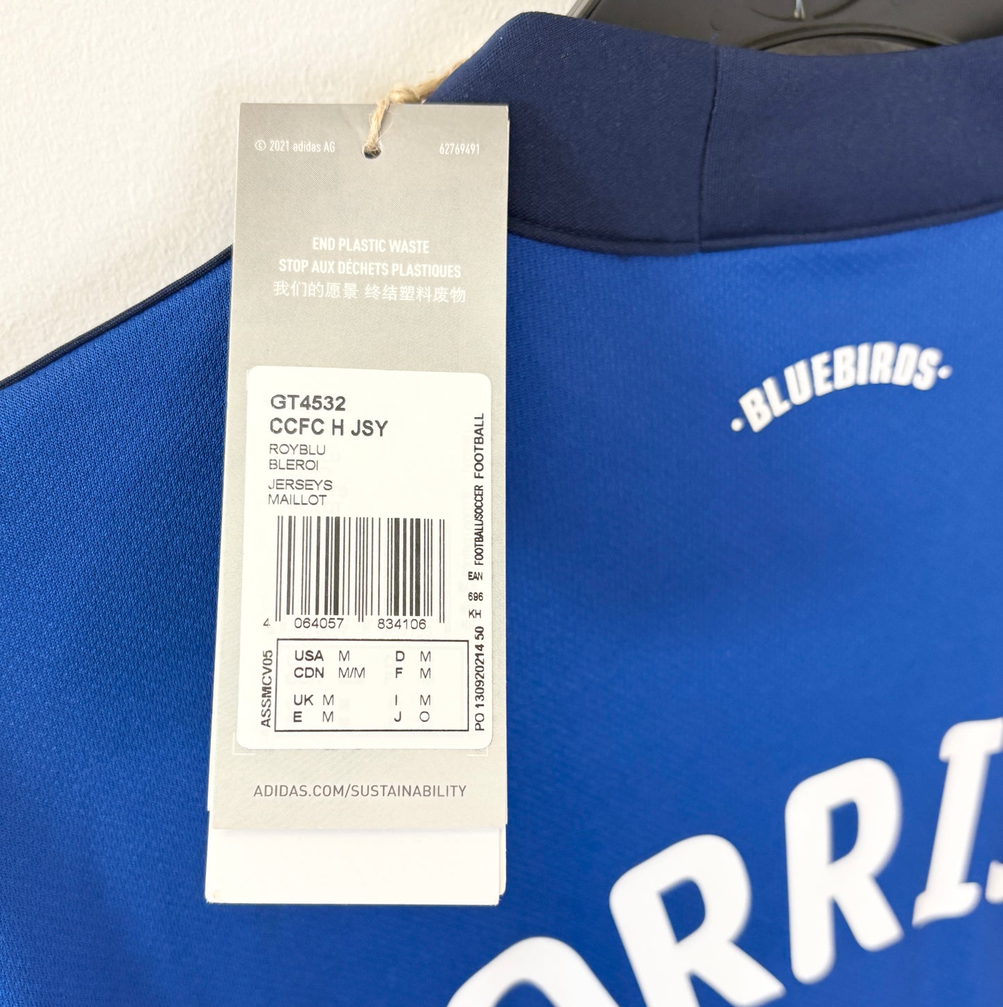 BNWT 2021 2022 Cardiff City Adidas Home Football Shirt MORRISON 4 Men's Medium