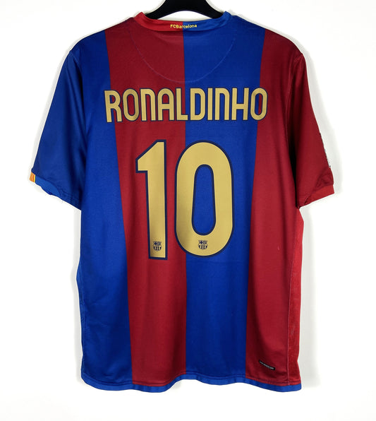 2006 2007 Barcelona Nike Home Football Shirt RONALDINHO 10 Men's Large