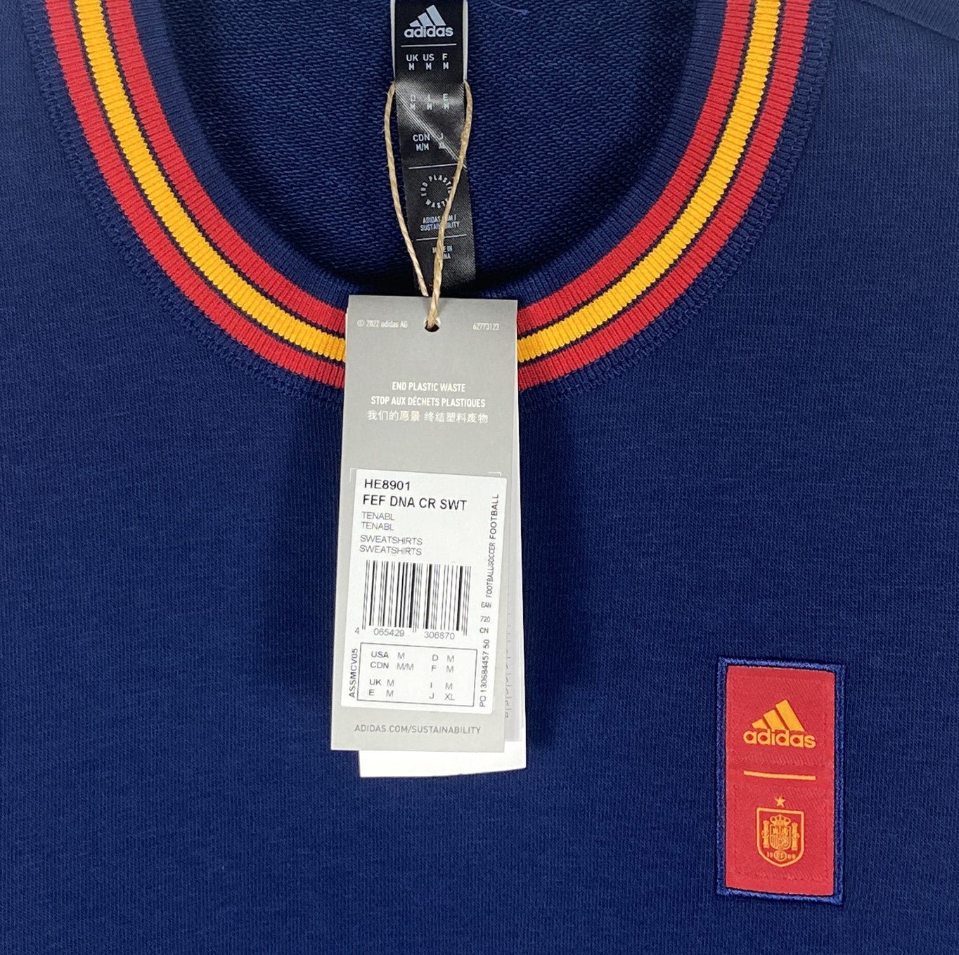 BNWT 2022 2023 Spain Adidas DNA Crew Football Sweatshirt Men's Sizes