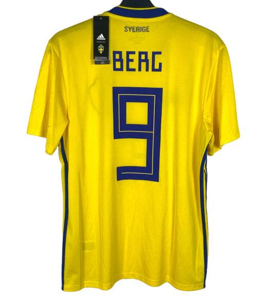 BNWT 2018 2019 Sweden Adidas Home Football Shirt BERG 9 Men's Large