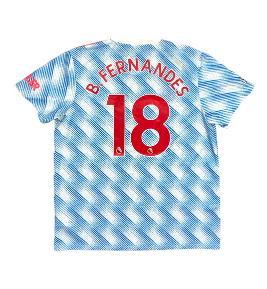 2021 2022 Manchester United Adidas Away Football Shirt B. FERNANDES 18 Men's XL