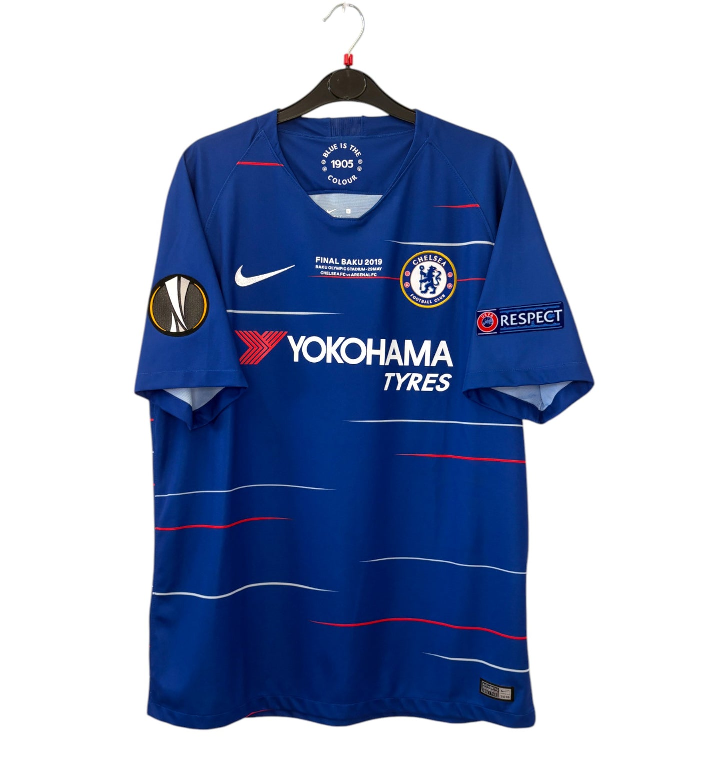 2018 2019 Chelsea Nike Home Europa League Final Football Shirt HAZARD 10 Mens Large