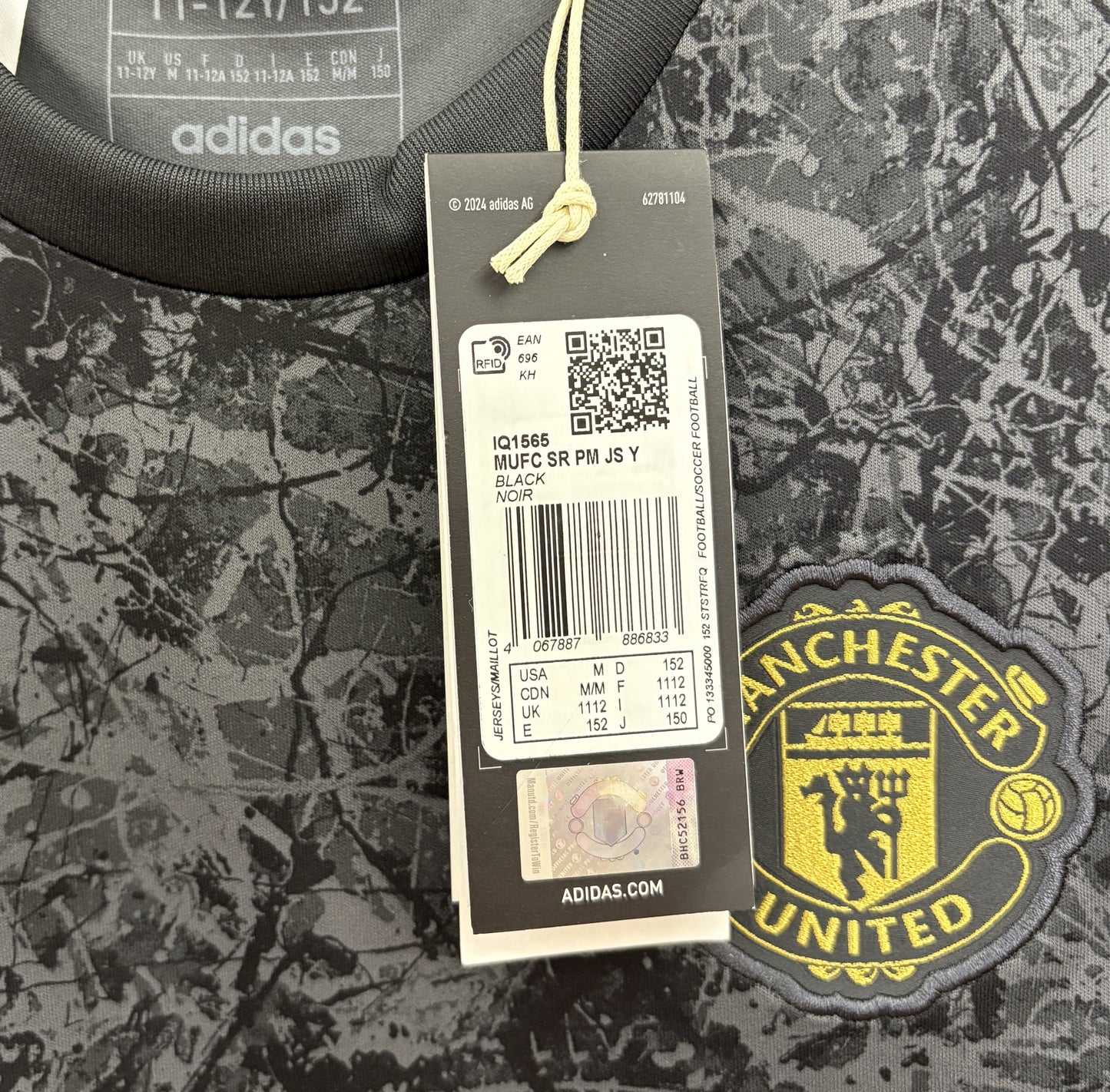 BNWT 2023 2024 Manchester United Adidas x Stone Roses Pre Match Shirt Kids 11-12 Years