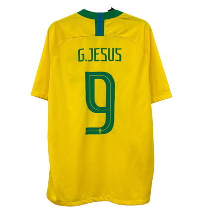 2018 2019 Brazil Nike Home Football Shirt G JESUS 9 Men's Large
