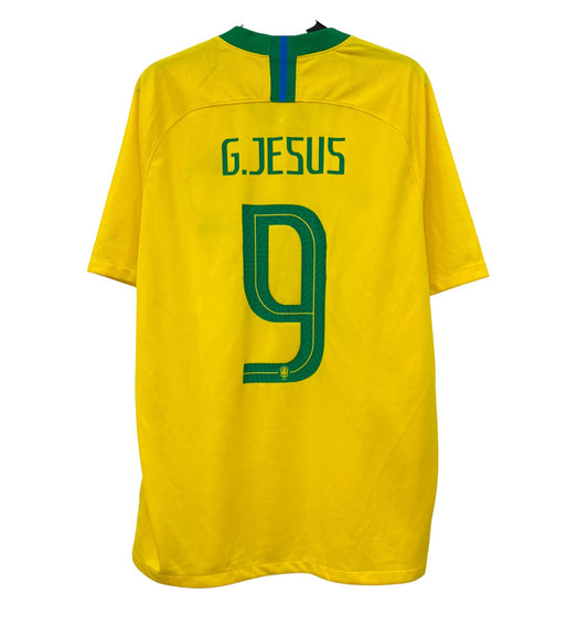 2018 2019 Brazil Nike Home Football Shirt G JESUS 9 Men's Large