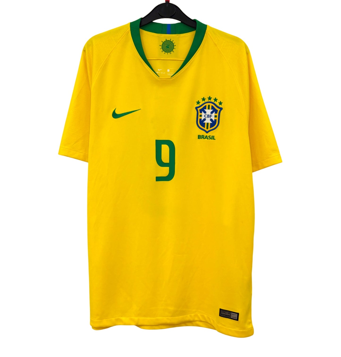 2018 2019 Brazil Nike Home Football Shirt G JESUS 9 Men's Large