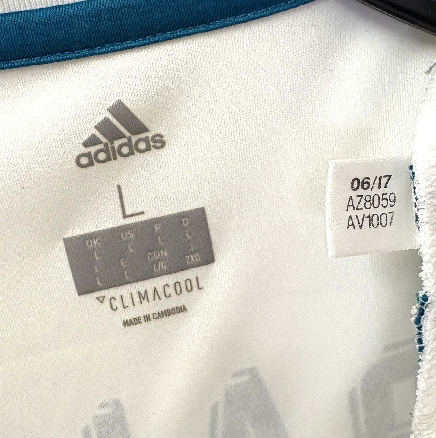 2017 2018 Real Madrid Adidas Home BALE 11 Final Football Shirt Men's Large