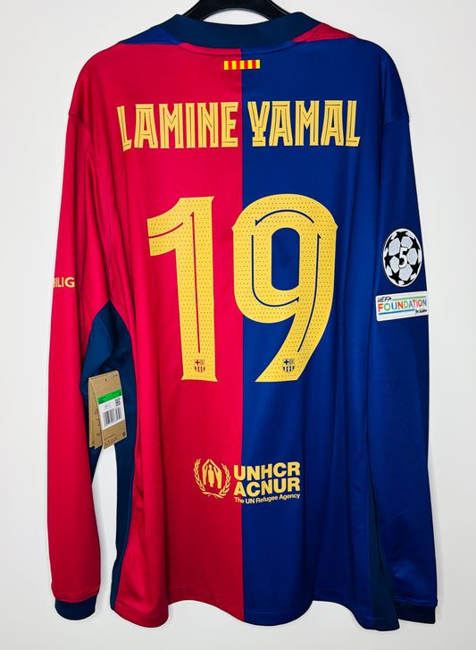 BNWT 2024 2025 Barcelona Nike Home UCL Football Shirt LAMINE YAMAL 19 Men's XL