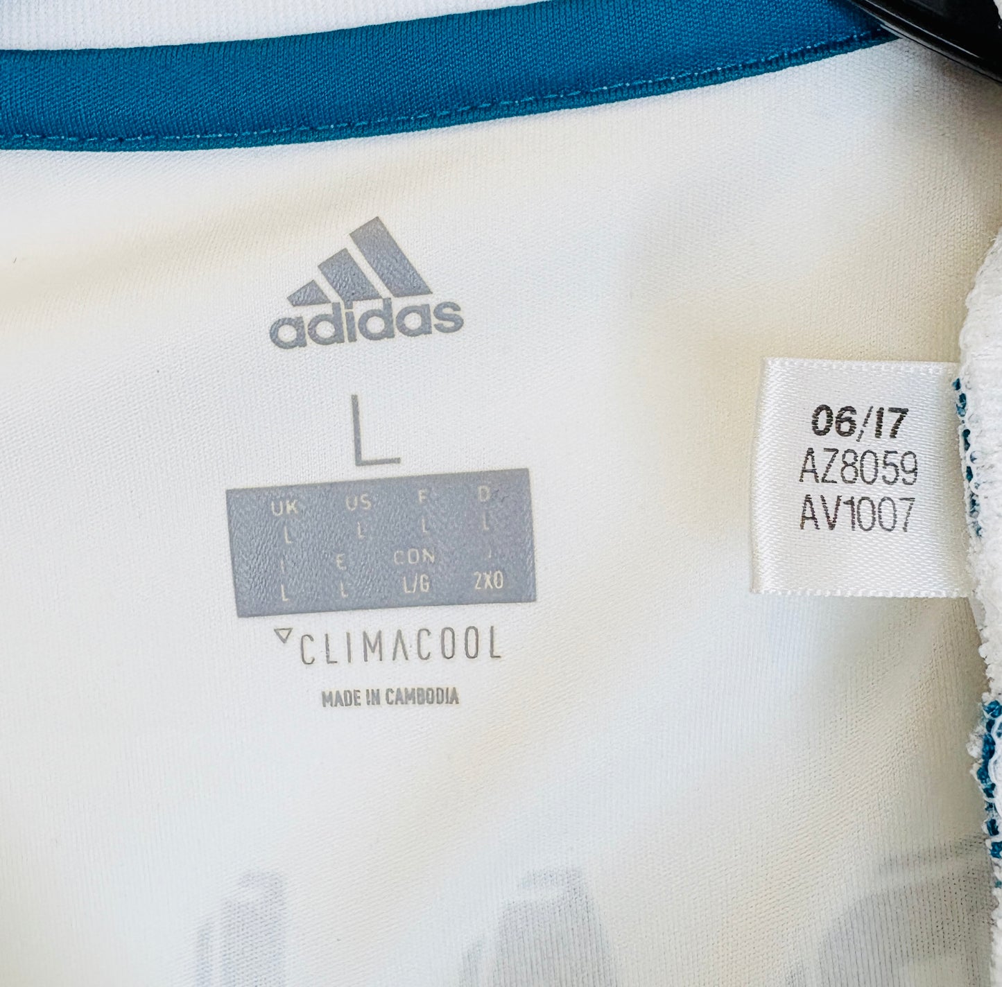 2017 2018 Real Madrid Adidas Home BALE 11 Final Football Shirt Men's Large