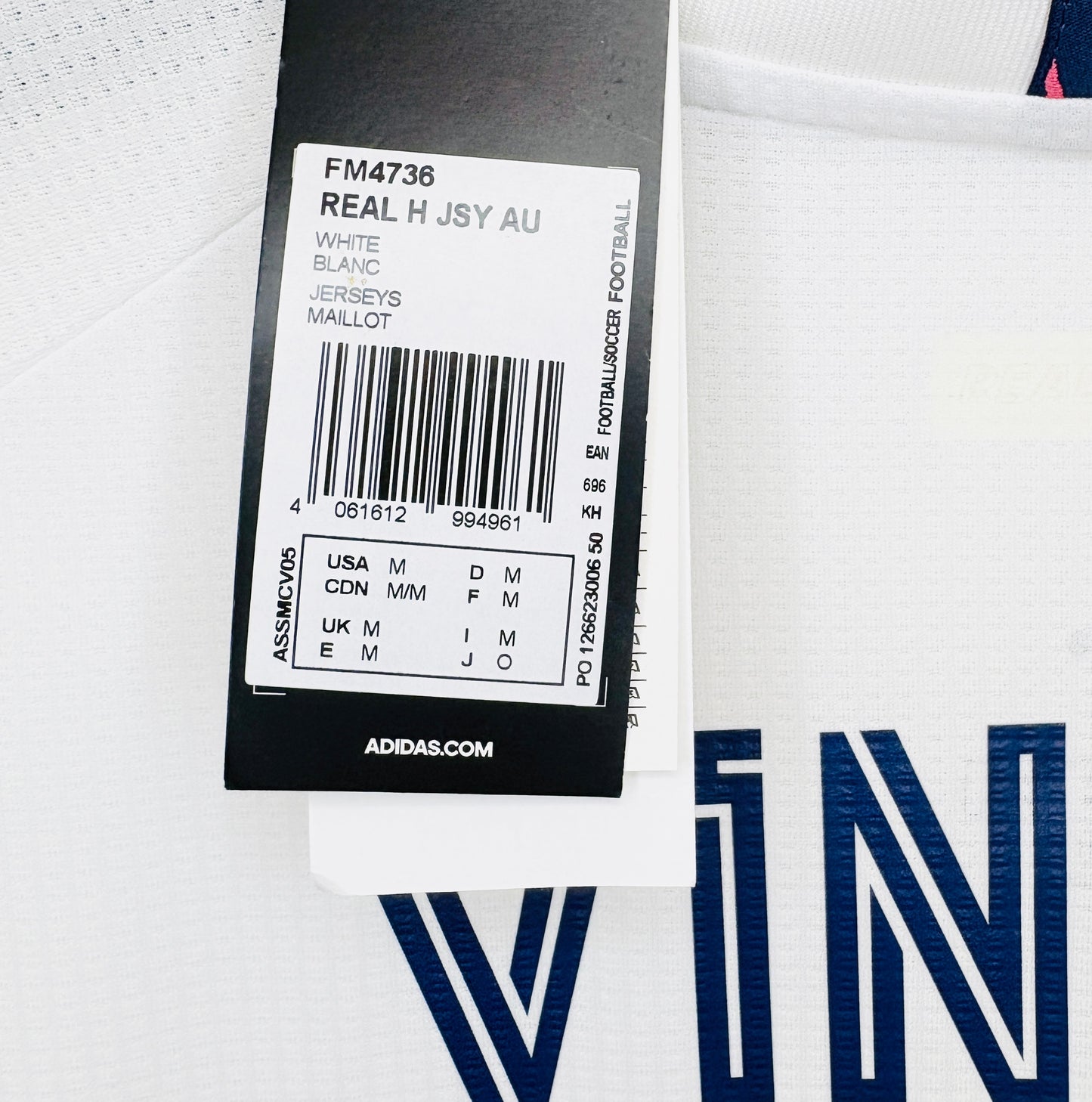 BNWT 2020 2021 Real Madrid Adidas Home Player Issue Football Shirt VINI JR 20 Men's Medium
