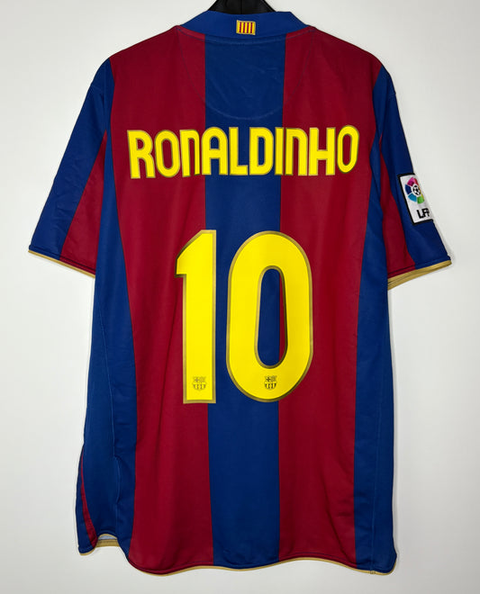 2007 2008 Barcelona Nike Home Football Shirt RONALDINHO 10 Men's Large