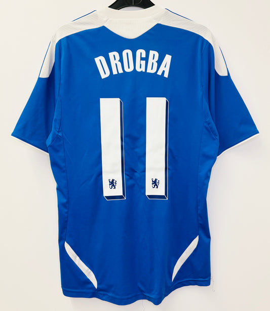 2011 2012 Chelsea Adidas Home Cup Print Football Shirt DROGBA 11 Men's Small